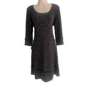 Size‎ 1X 16 NEW BLACK & WHITE MARLED RIBBED KNIT SWEATER DRESS W/POCKETS Plus Sz